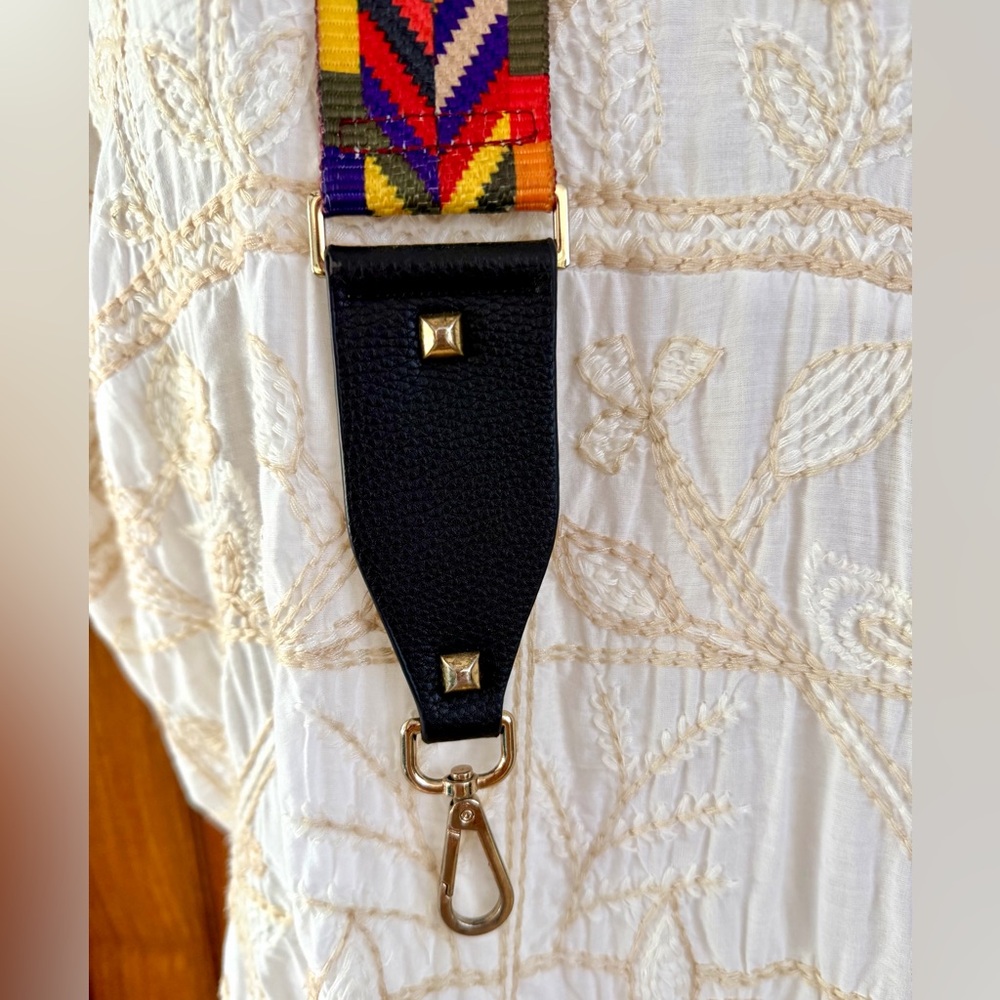 Colorful Purse Guitar Strap with gold tone hardware geometric - Picture 4 of 5